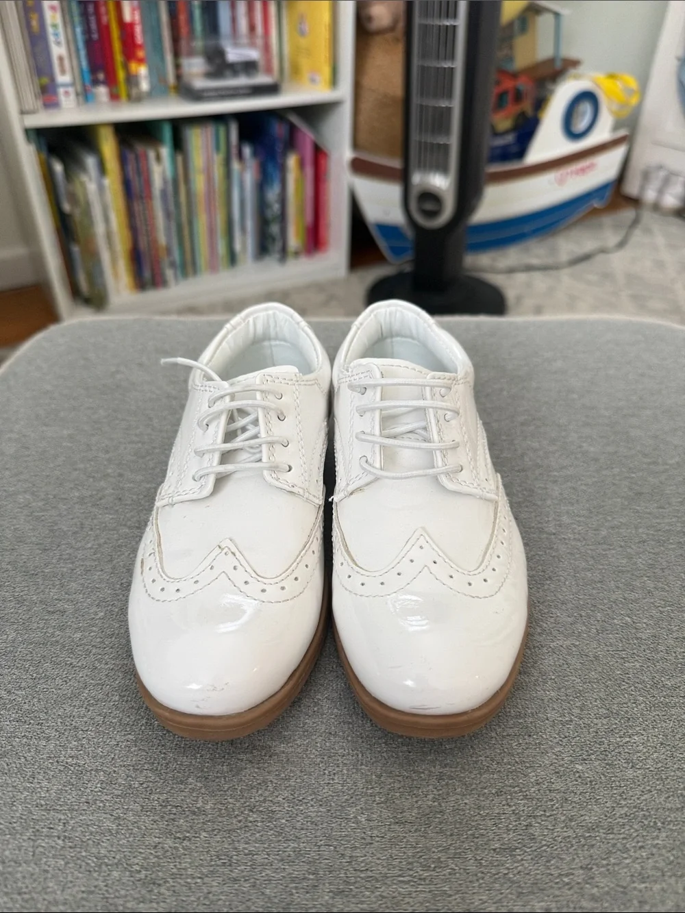 Classic White Boy’s Wingtip Oxfords with Gum Sole